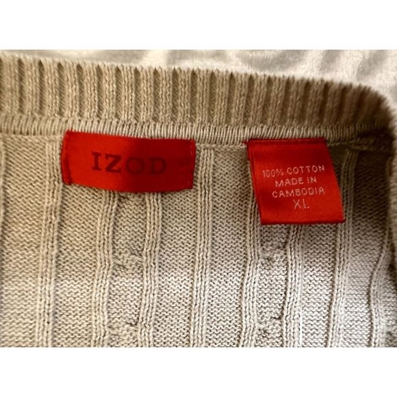 Izod 100% Cotton Beige V-Neck Cable Knit Sweater, NWT, Mens XL, $65 Retail - Picture 8 of 14